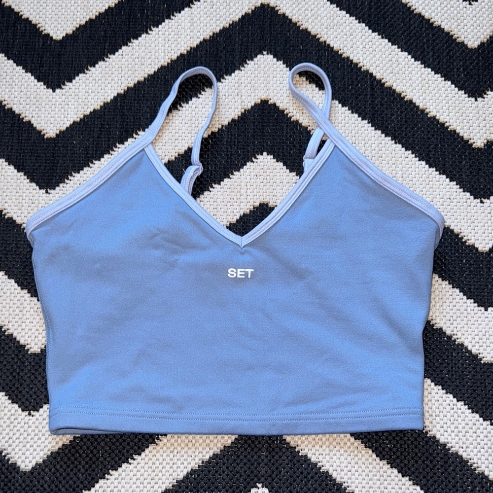 Set Active FORMCLOUD MINI V LONGLINE BRA crop top in Cruise purple blue size M